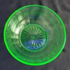 1930’s green uranium Depression Glass 7” bowl Colonial Block pattern Hazel Atlas