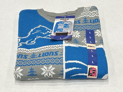 NFL Team Apparel Men's Foco Long Sleeve Crewneck Sweatshirt, Gray&Blue, Size L