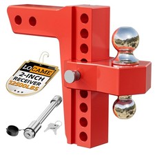 Red Adjustable Trailer Hitch 2 Receiver 8 Drop Towing Hitch Dual Ball Mount