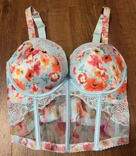 Victoria's Secret Very Sexy Floral Lace Balconette Corset Bra In Poppy 32D New