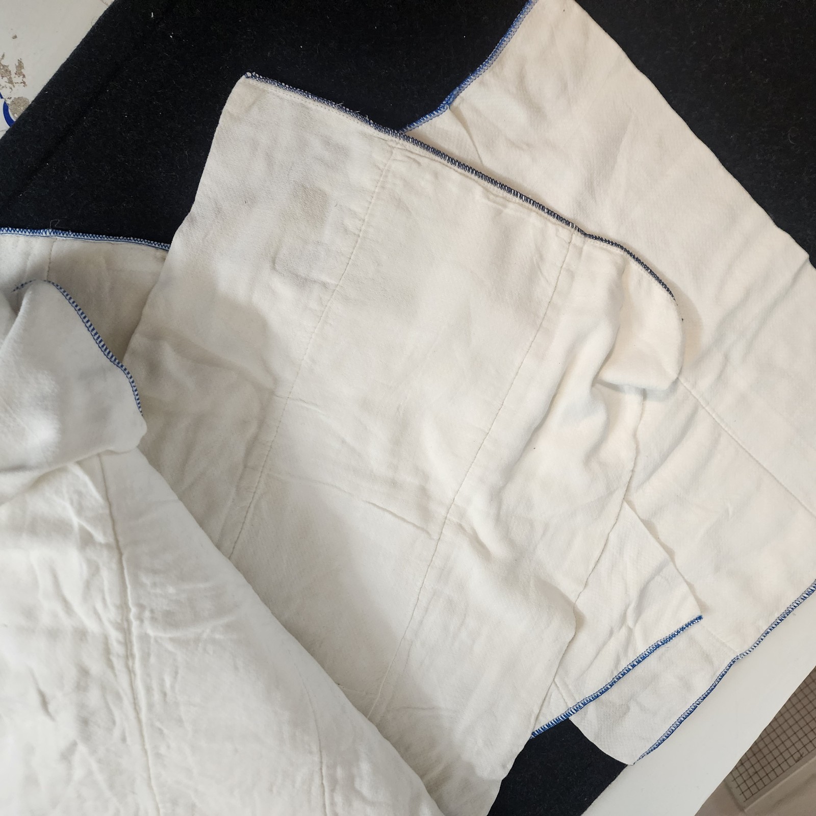 Lot 10 Blue Edge Prefold Cloth rags  14x17 Cotton Birdseye – Washed Clean