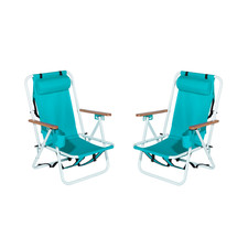 Folding Beach Chair Set of 2 for Adults, 4 Po...