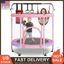 60" Kids Trampoline with Adjustable Bar, Safe Indoor/Outdoor Fun, 400 Lbs Limit