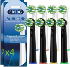 Replacement Toothbrush Heads Compatible 1 Count (Pack of 8), 8 Black White 