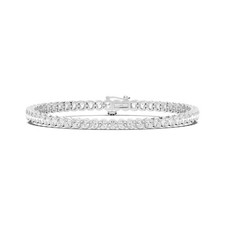 3.5mm ct D VVS1 /Bezel set Round Cut Moissanite Diamond Tennis Silver Bracelet