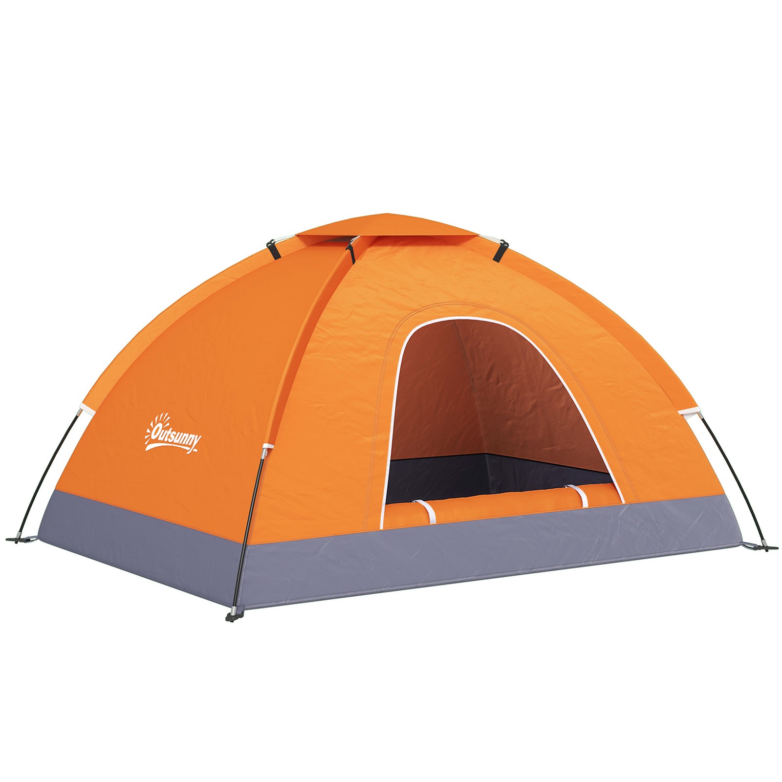 Outsunny Camping Tent for 2 Person Dome Tent with Storage Pocket Orange