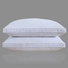 Three Geese Pack of 2 White Goose Feather Polyester Bed Pillows Queen/Standard S