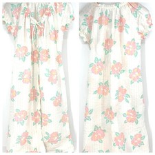 Vintage Miss Elaine Cotton Floral Robe Snap Front Seersucker Housecoat Duster S
