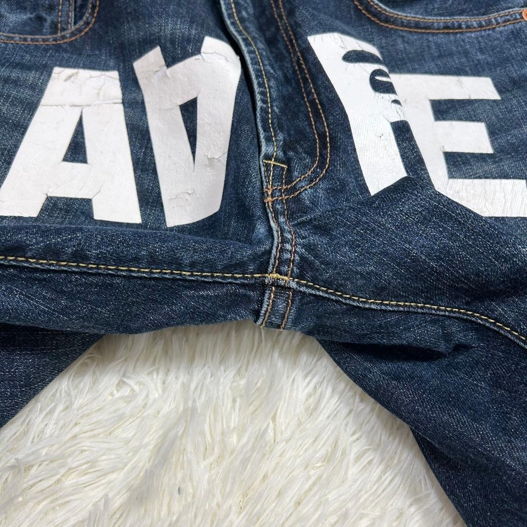 AAPE BY A BATHING APE Logo Print Denim Pants Jeans Navy W32 BA0226209 thumbnail 8