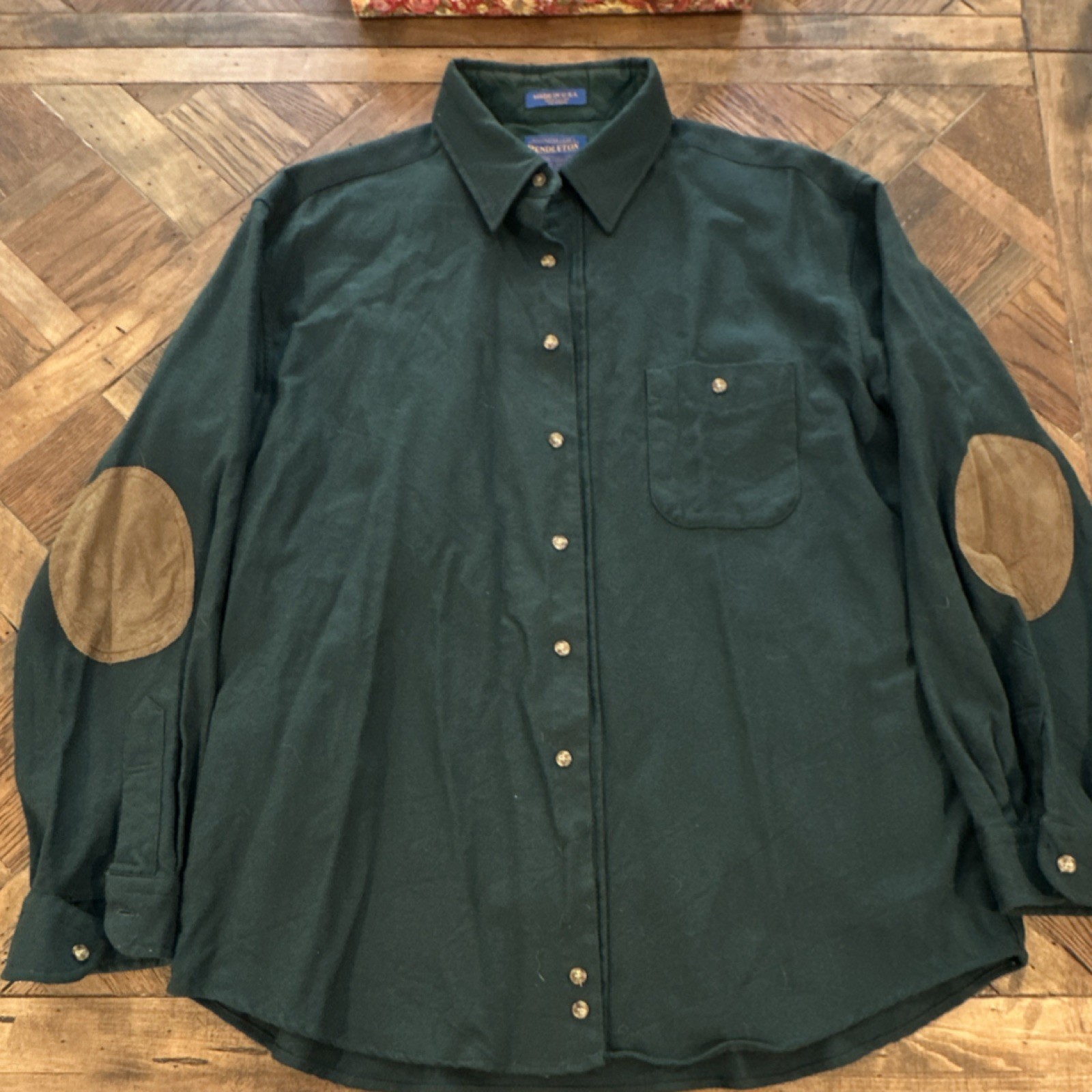 WTGPendleton Men's Green Brown Solid Wool Flannel… - image 1