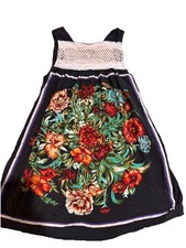 Free People Annika womens Black Floral DRESS Slip Trapeze  crochet  XS