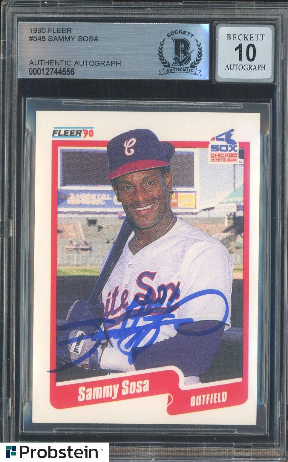 Sammy Sosa Signed 1990 Fleer #548 White Sox RC Rookie BGS BAS 10 AUTO