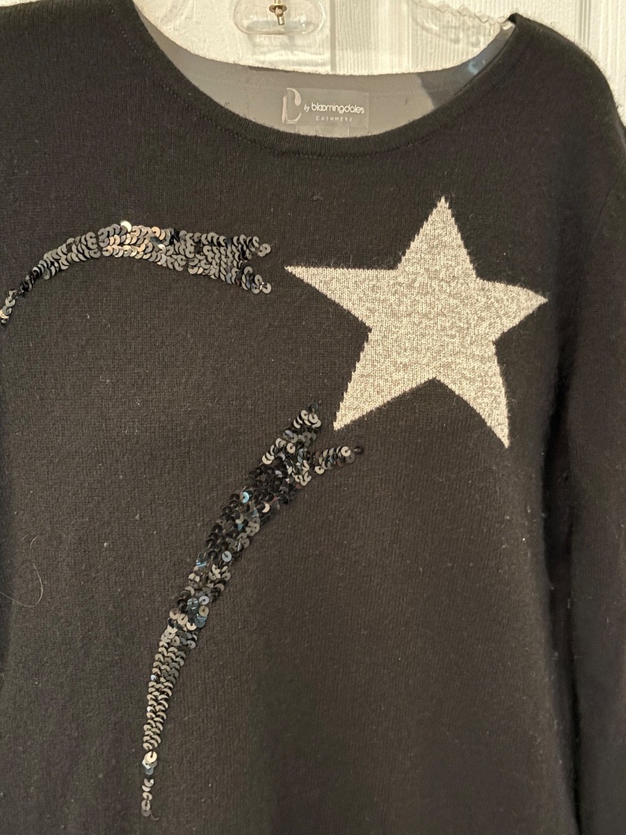 Bloomingdales Black Cashmere Medium sequin sweater View 3