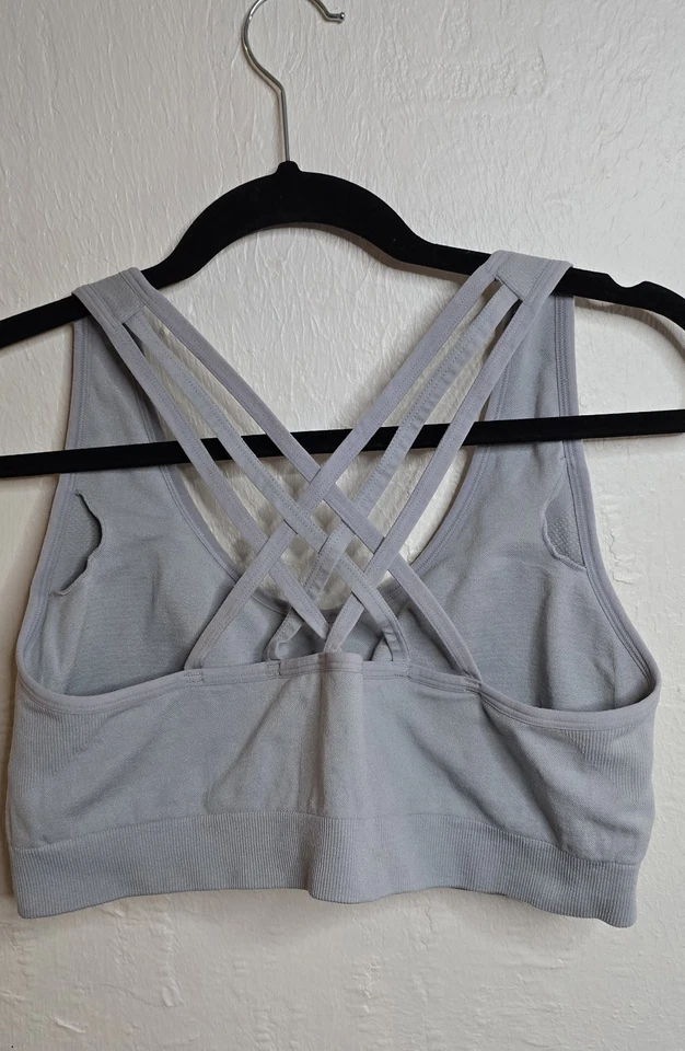 XXL YMI Active All Sports Gray Crisscross Strappy Back Seamless Stretch Bralette - Image 2 of 4