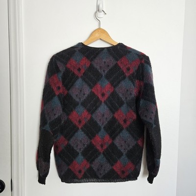 1960s MOHAIR CARDIGAN アーガイル柄 Vintage 60s Jersild Mohair Cardigan Cobain Sweater Grunge Fuzzy
