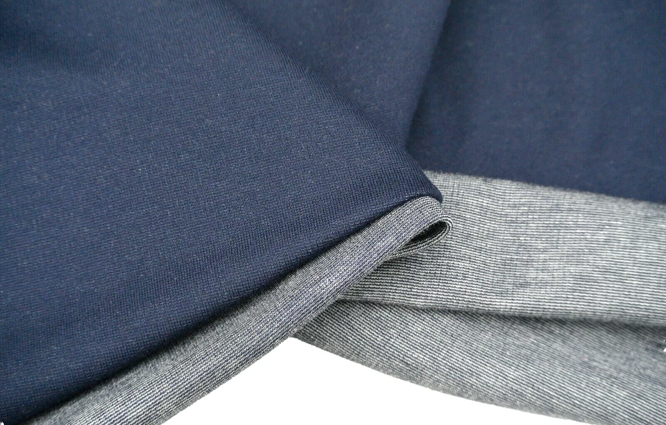 Azul Marino & Marino/Gris 2 Manera Jersey Mezcla de Algodón Made IN Italy Para - Imagen 3 de 4