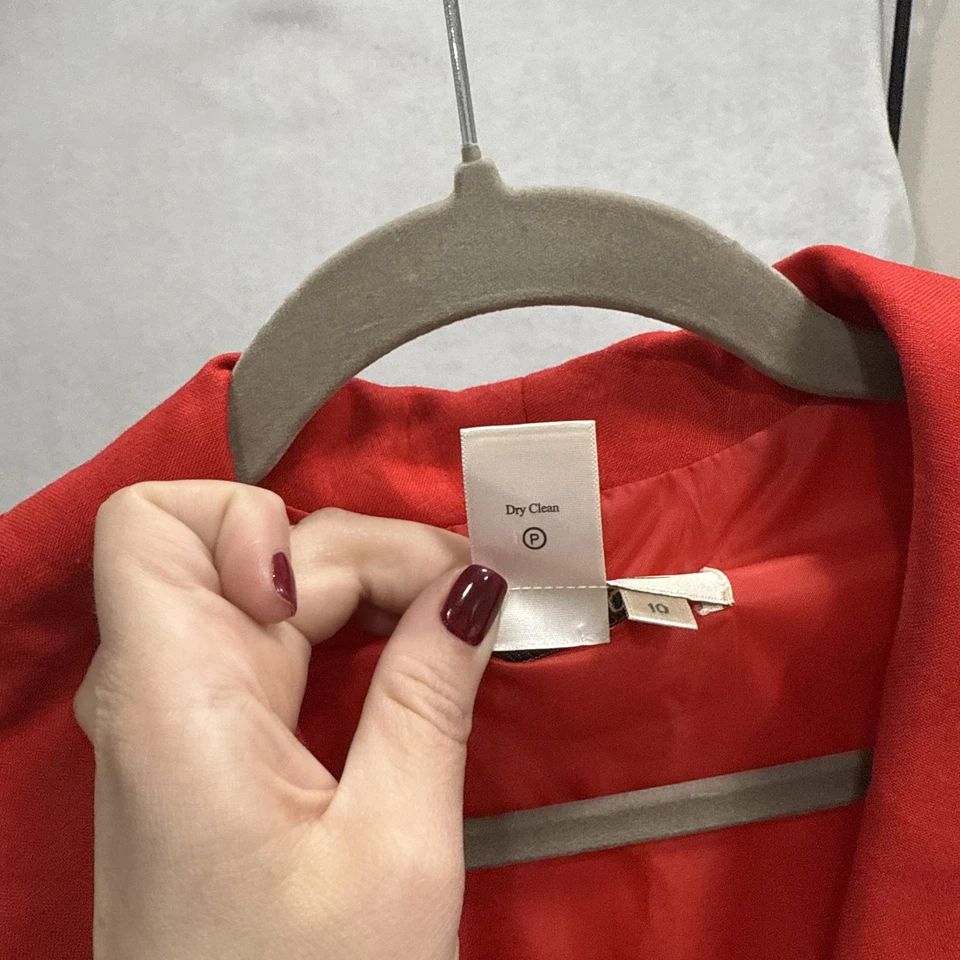 Vestido Coldwater Creek para mujer 10 rojo lino rayón botón delantero sin mangas línea A Foto 4 de 4