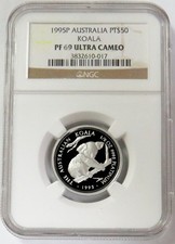 1995 P 450 MINTED PLATINUM AUSTRALIA $50 KOALA 1/2oz NGC PF 69 ULTRA CAMEO 4015.00 per troy oz