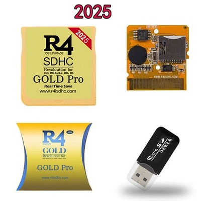 2025 R4 Gold Pro SDHC for DS/3DS/2DS/NDS Revolution Cartridge with USB Adapter
