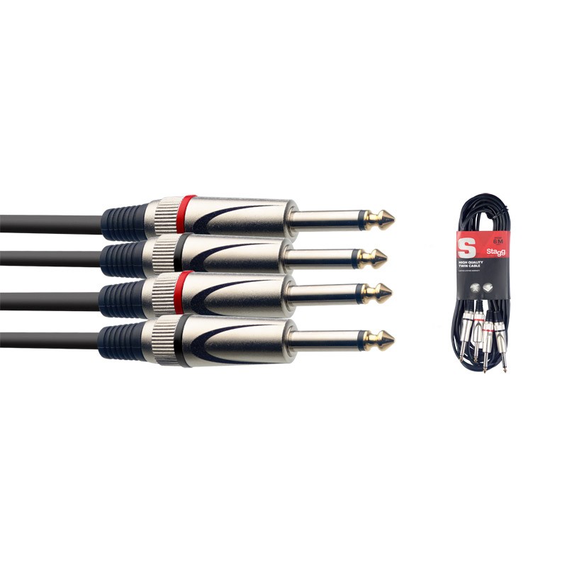 Stagg Stc Dual Mono Jack Cable (6M/20Ft, ) - Stc6p Black - Image 3
