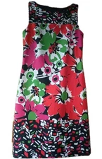 David Meister Dress Women's Cotton Floral Sleeveless Knee Length Size 2