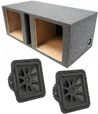 Kicker 44L7S124 Solo-Baric 12 Square Dual Sub & ASC 212SQV Sub Box Enclosure