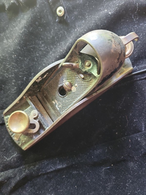 Vintage Stanley No 9 1/2 Plane W Crosshatch Block Woodwork Tool