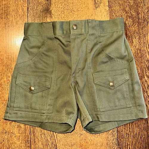 Vtg 70s 80s Boy Scouts Official Uniform Cargo Shorts Green Waist 26 Talon Zipper