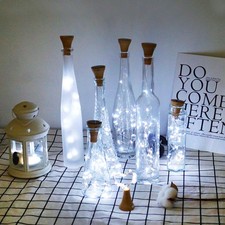 Upgraded 10 Pack Solar Wine Bottle Lights 20 Leds Waterproof Silver Wire Cork Li