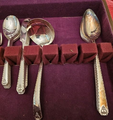 Vtg Oneida Prestige Silver Plate Bordeaux Flatware Set 51 Pcs W/original Box - Picture 5 of 8