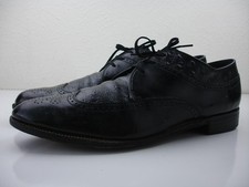 Mens 10.5 D M Stacy Adams Dayton Ostrich Wingtip Oxford Shoes Black Brogue Dress