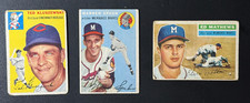 (3) Vintage Topps Baseball Cards 1954-56:  Kluszewski, Spahn, Mathews. Filler