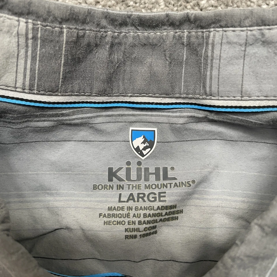 Camisa Kuhl Para Hombre Grande Gris Rayas Abotonada Manga Corta Aire Libre Senderismo 7415 Foto 4 de 4