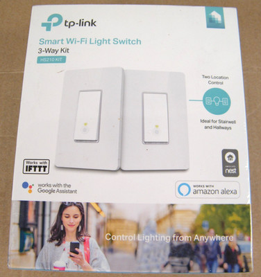 TP-LINK Kasa Smart Wi-Fi 3-Way Light Switch Kit HS210 White 2-Pack - New