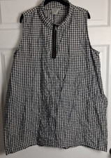 Chalet et Ceci Houndstooth Crinkle Dress Womens XL Black White Comfy 1/4 Zip