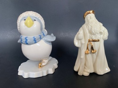 Lenox Ice Skating Penguin and Wise Santa with 24K Gold Accents