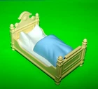 Vtg EUC Playmobil 5321 Yellow Bed, Mattress and blue blanket Victorian Bedroom