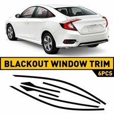 For 2016-21 Honda Civic Hatchback Chrome Delete Blackout Window Trim Matte Black