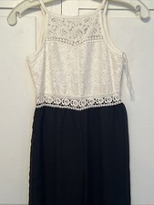 Rare Editions Girls Jumpsuit One Piece Black White Lace Size 7