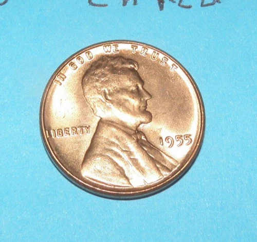 1955        LINCOLN WHEAT CENT   CHOICE RED UNCIRCULATED  #5