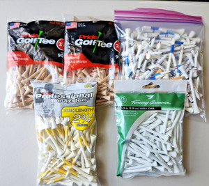 LOT of GOLF TEES new PRIDE 2 1/8” & 2 ¾” – TOMMY ARMOUR 2 1/8”,  ETC.
