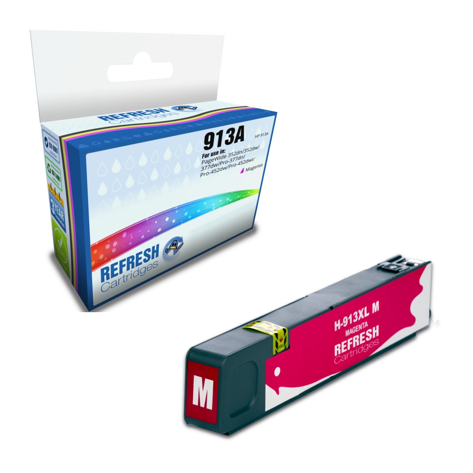 Refresh Cartridges Replacement Magenta 913A Ink Compatible With HP Printers