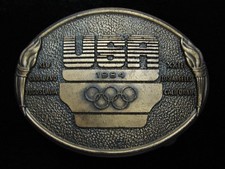QJ05140 VINTAGE 1984 USA OLYMPICS XXIII XIV COMMEMORATIVE BELT BUCKLE