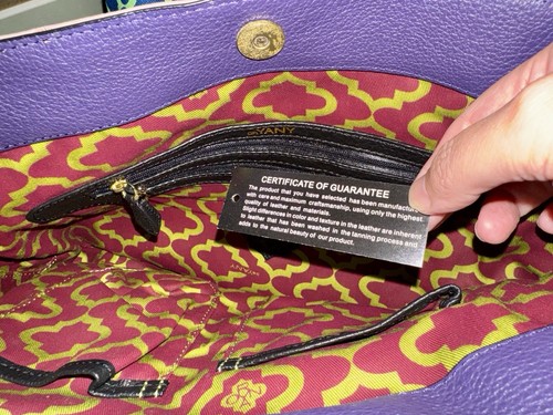 Oryany Pink Leather Satchel Bag – NWT – Crossbody/Top Handle – Purple/Black Trim - Picture 9 of 12