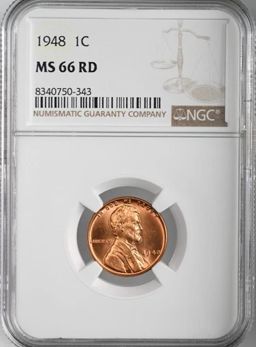 1948-P  1C LINCOLN WHEAT CENT "PHILADELPHIA MINT" NGC MS66 RD (RED) #8340750-343