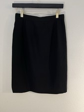 Valentino Miss V Vintage Black Textured 100 Wool Pencil Straight Skirt Size 44
