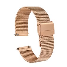 316L Stainless Steel Mesh Watch Band 21mm Quick Release Adjust Straps Rose Gold