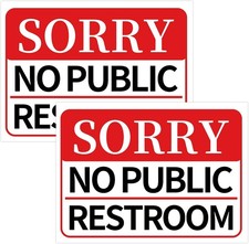 2 Pcs No Public Restroom Signs for Business Self Adhesive Weatherproof Vinyl Sor
