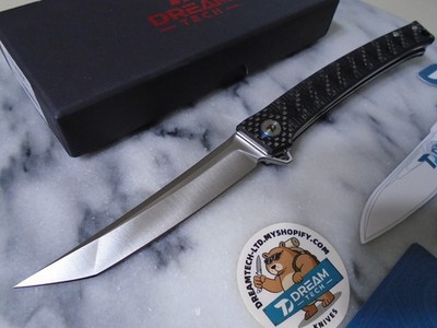 Dreamtech Ball Bearing Pivot Pocket Knife Curved Tanto Carbon Fiber G10 D2 D3406