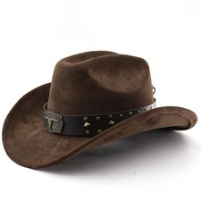 Cowboy Hat for Women Men with Shapeable Wide Brim Western Suede Hat for Cowboys